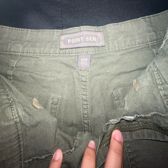 Point Sur olive green flared bottom cropped pant. Size 28P. - Picture 6 of 9